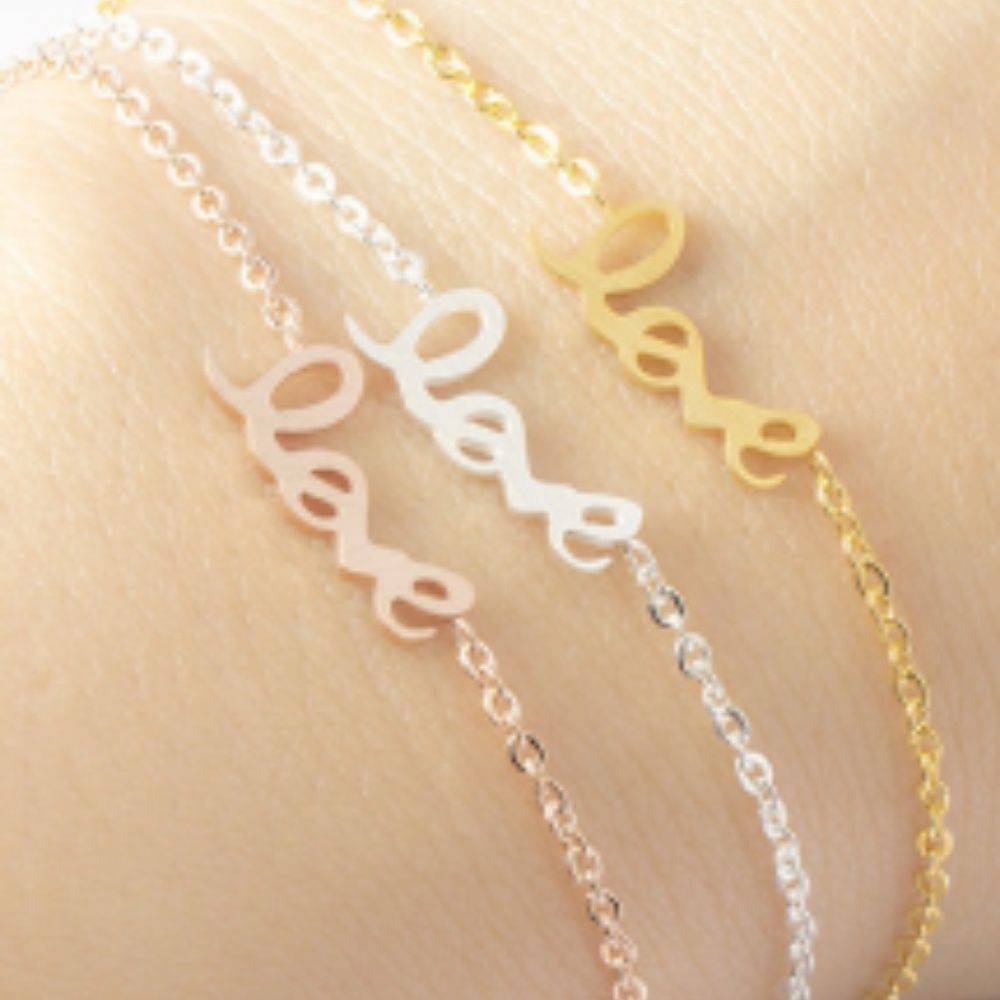 Love Word Bracelet Minimalist, elegant